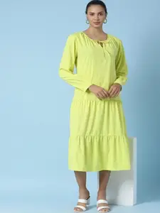 Aila Tie-Up Neck A-Line Midi Dress