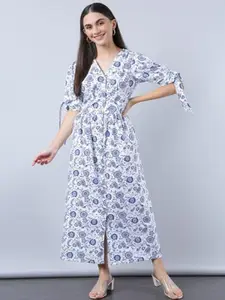 Aila Floral Printed V-Neck Fit & Flare Dress