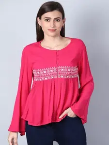 Aila Embroidered Bell Sleeves Top