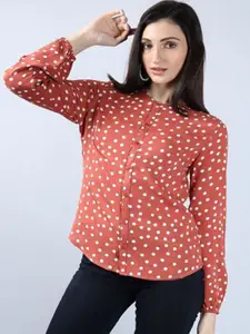 Aila Geometric Printed Shirt Style Top