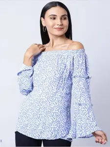 Aila Abstract Printed Off-Shoulder Cotton Top