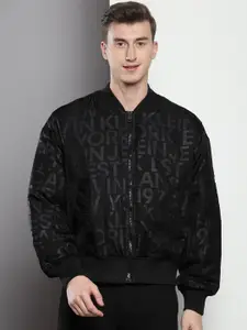Calvin Klein Jeans Typography Printed Stand Collar Bomber Jacket