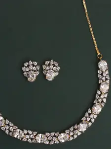 Mirana Gold-Plated Cubic Zirconia Studded Necklace Set