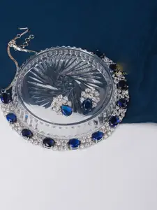 Mirana Rhodium-Plated Cubic Zirconia Studded Necklace Set