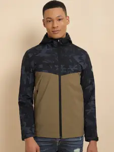 Allen Solly Colourblocked Mock Collar Pure Cotton Bomber Jacket