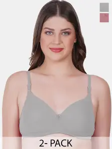 Reveira Pack of 2 Medium Coverage Lightly Padded Push Up Bra with All Day Comfort