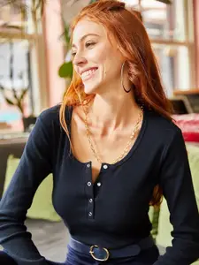 Olalook Round Neck Cotton Fitted Top