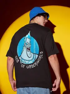Bewakoof Black God of Underworld Graphic Printed Oversized Pure Cotton T-shirt