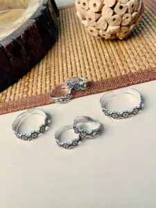 ABDESIGNS Set of 3 Silver Plated Oxidised Toe Rings