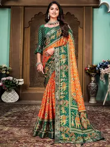 Grubstaker Ethnic Motifs Woven Design Zari Silk Cotton Banarasi Saree