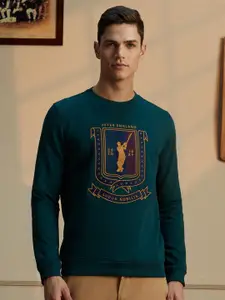 Peter England Casuals Men Green Embroidered Sweatshirt