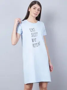 Aila Typography Printed T-Shirt Nightdress