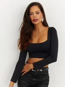 Cool & Sexy Square Neck Crop Fitted Top