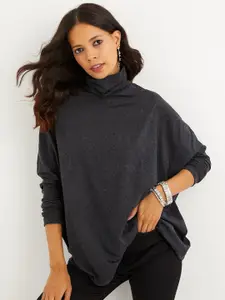Cool & Sexy High Neck Batwing Sleeve Top