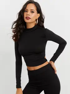 Cool & Sexy High Neck Crop Styled Back Top