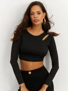 Cool & Sexy Cut Out Crop Fitted Top