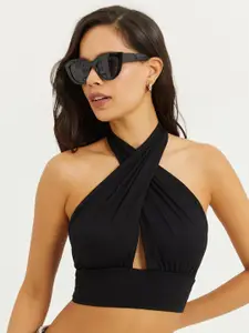 Cool & Sexy Halter Neck Cut Out Styled Back Crop Top