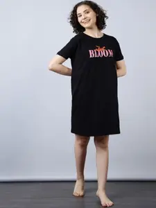 Aila Typography Printed T-shirt Nightdress