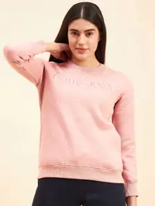 Sweet Dreams Pink Geometric Printed Fleece Pullover Sweatshirt