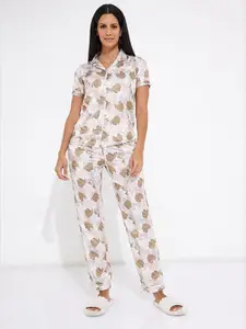 Aila Floral Printed Cotton Night suit