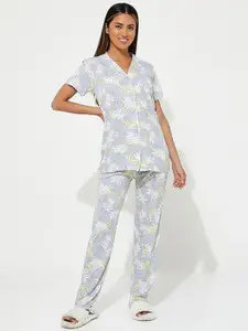 Aila Floral Printed Night suit