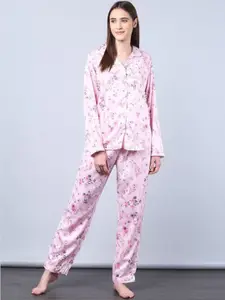 Aila Floral Printed Lapel Collar Shirt With Trouser