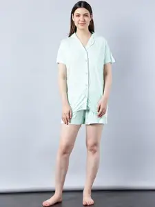 Aila Lapel Collar Shirt with Shorts