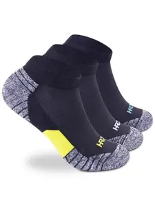 HRX by Hrithik Roshan Men Pack Of 3 Black & Blue  Patterned Cotton Ankle Length Socks
