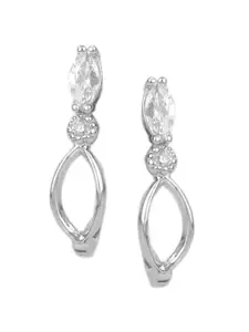 Silverwala 925 Silver Cubic Zirconia Stone Studded Contemporary Half Hoop Earrings