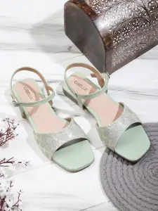 Gibelle  Embellished Open Toe Flats With Buckle Detail
