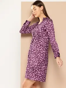 Chemistry Animal Print Satin Finish Shirt Dress