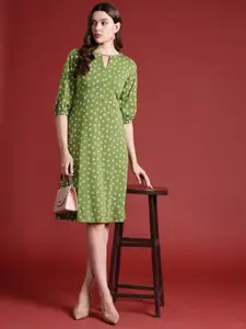 all about you Printed Puff Sleeve A-Line Dress