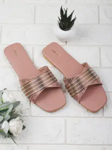 Gibelle Women Peach-Coloured Open Toe Flats