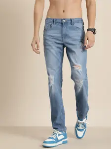 HERE&NOW Men Slim Fit Mildly Distressed Heavy Fade Stretchable Jeans