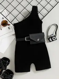 INCLUD Girls Black Striped T-shirt