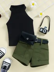 INCLUD Girls Black Top with Shorts