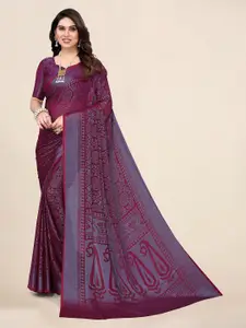 Winza Designer Magenta & Purple Poly Chiffon Designer Saree