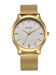 Titan Men Brass Dial & Stainless Steel Straps Analog Watch 1825YM11