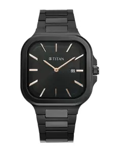 Titan Men Brass Dial & Stainless Steel Straps Watch 90176NM01