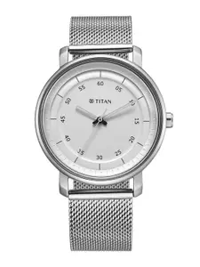 Titan Men Brass Dial & Stainless Steel Straps Analogue Watch 1884SM01