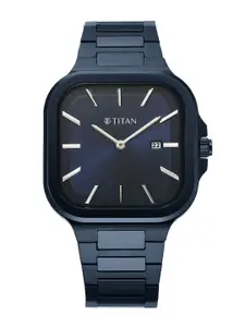 Titan Men Brass Dial & Stainless Steel Straps Watch 90176QM01