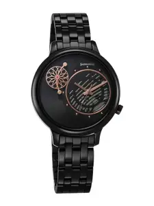 Sonata Women Textured Dial & Stainless Steel Straps Analogue Watch 8190NM02