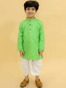 BAESD Boys Ethnic Motifs Printed Mandarin Collar Kurta With Dhoti Pants