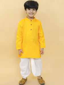 BAESD Boys Ethnic Motifs Printed Mandarin Collar Kurta With Dhoti Pants