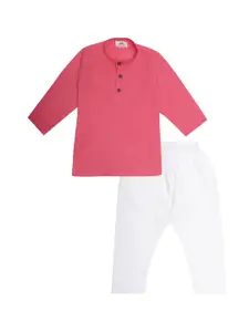 BAESD Boys Pink Printed Regular Kurta with Pyjamas