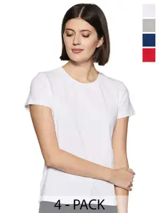 COLOR CAPITAL Pack Of 4 Round Neck Cotton Top
