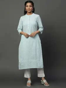 AURELIA Striped Mandarin Collar Kurta