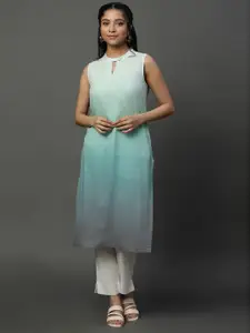 AURELIA Dyed Keyhole Neck Sleeveless Straight Kurta