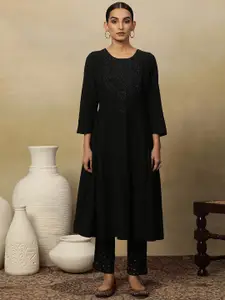 W Embellished Beads and Stones A-Line Kurta