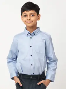 Purple United Kids Boys Button-Down Collar Long Sleeves Cotton Casual Shirt